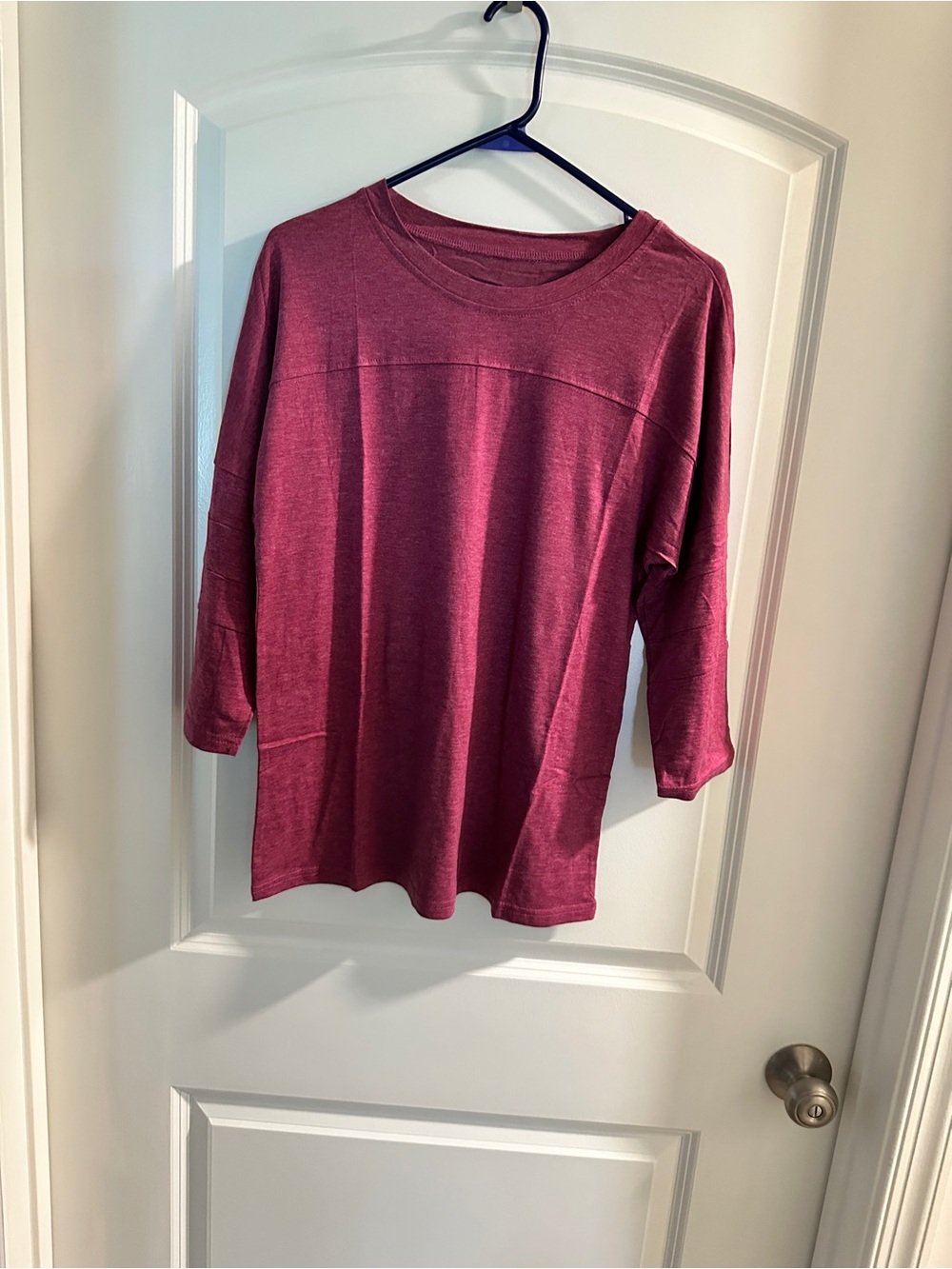 Relaxed 3/4 Sleeve Knit Top - Raspberry